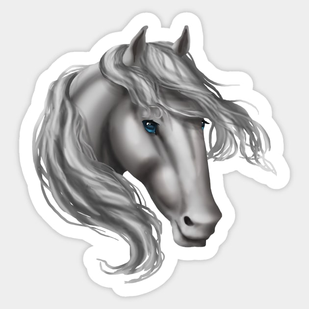 Horse Head - White with Blue Eyes Sticker by FalconArt